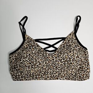 Women's Doe & Rae Criss Cross Leopard Print Bralette Size Small-NEW